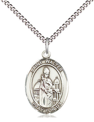 Sterling Silver Saint Walter of Pontnoise Medal Religious Jewelry Engraved Catholic Saint Jewelry