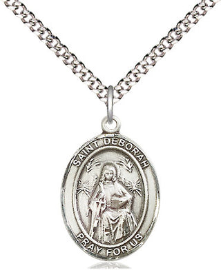 Pewter Saint Deborah Medal Religious Jewelry Engraved Catholic Saint Jewelry