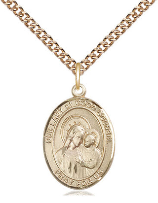 14kt Gold Filled Our Lady of Good Counsel Medal Religious Jewelry Engraved Catholic Saint Jewelry