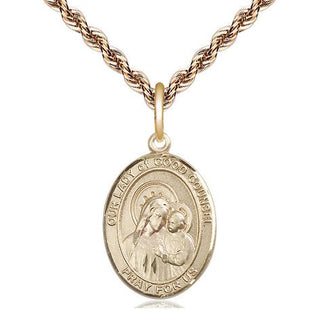 14kt Gold Our Lady of Good Counsel Medal Engraved Catholic Saint Jewelry