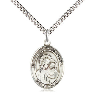Sterling Silver Our Lady of Good Counsel Medal Religious Jewelry Engraved Catholic Saint Jewelry