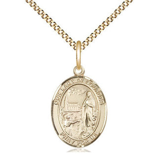 14kt Gold Filled Our Lady of Lourdes Medal Religious Jewelry Engraved Catholic Saint Jewelry