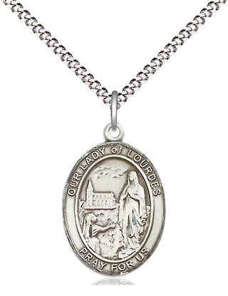 Pewter Our Lady of Lourdes Medal Religious Jewelry Engraved Catholic Saint Jewelry