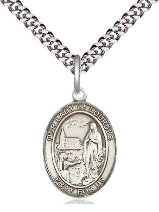 Pewter Our Lady of Lourdes Medal Religious Jewelry Engraved Catholic Saint Jewelry
