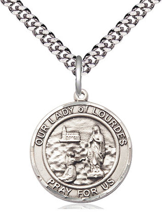 Sterling Silver Our Lady of Lourdes Medal Religious Jewelry Engraved Catholic Saint Jewelry