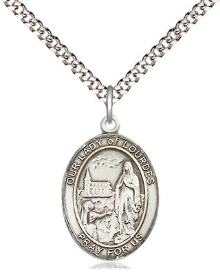 Sterling Silver Our Lady of Lourdes Medal Religious Jewelry Engraved Catholic Saint Jewelry