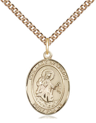 14kt Gold Filled Our Lady of Mercy Medal Religious Jewelry Engraved Catholic Saint Jewelry