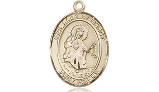14kt Gold Our Lady of Mercy Medal Engraved Catholic Saint Jewelry