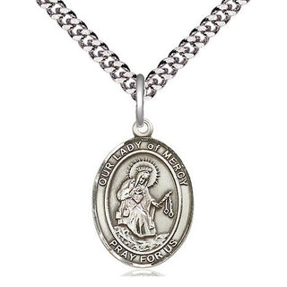 Sterling Silver Our Lady of Mercy Medal Religious Jewelry Engraved Catholic Saint Jewelry