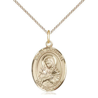 14kt Gold Filled Mater Dolorosa Medal Religious Jewelry Engraved Catholic Saint Jewelry