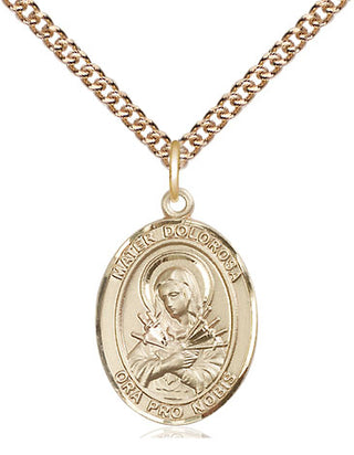 14kt Gold Filled Mater Dolorosa Medal Religious Jewelry Engraved Catholic Saint Jewelry