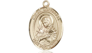 14kt Gold Mater Dolorosa Medal Engraved Catholic Saint Jewelry