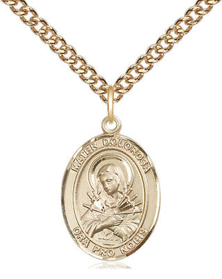 14kt Gold Mater Dolorosa Medal Engraved Catholic Saint Jewelry