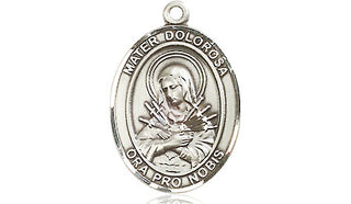 Sterling Silver Mater Dolorosa Medal Engraved Catholic Saint Jewelry