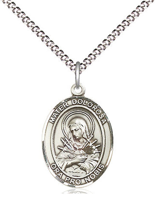 Sterling Silver Mater Dolorosa Medal Religious Jewelry Engraved Catholic Saint Jewelry