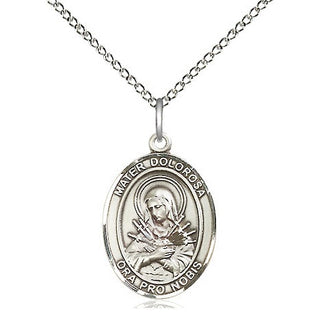 Sterling Silver Mater Dolorosa Medal Religious Jewelry Engraved Catholic Saint Jewelry