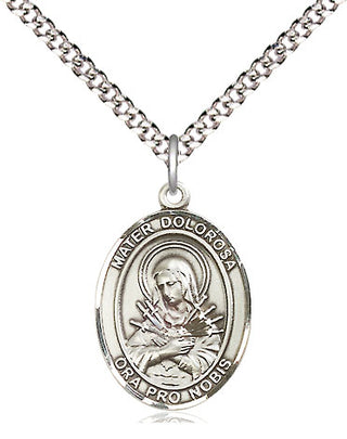 Sterling Silver Mater Dolorosa Medal Religious Jewelry Engraved Catholic Saint Jewelry