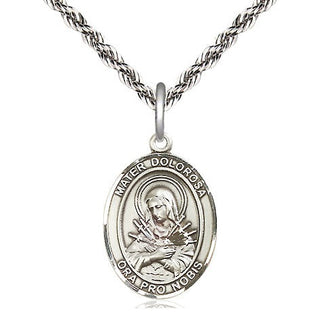 Sterling Silver Mater Dolorosa Medal Religious Jewelry Engraved Catholic Saint Jewelry