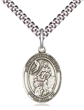 Pewter Saint Peter Nolasco Medal Religious Jewelry Engraved Catholic Saint Jewelry
