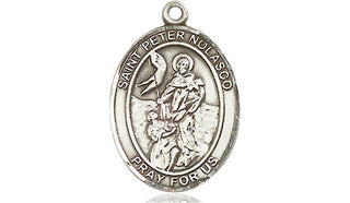 Sterling Silver Saint Peter Nolasco Medal Religious Jewelry Engraved Catholic Saint Jewelry
