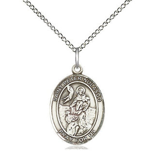 Sterling Silver Saint Peter Nolasco Medal Religious Jewelry Engraved Catholic Saint Jewelry