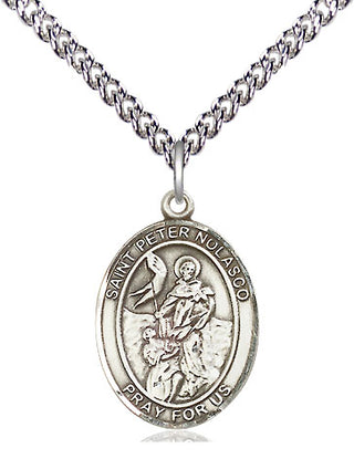 Sterling Silver Saint Peter Nolasco Medal Religious Jewelry Engraved Catholic Saint Jewelry
