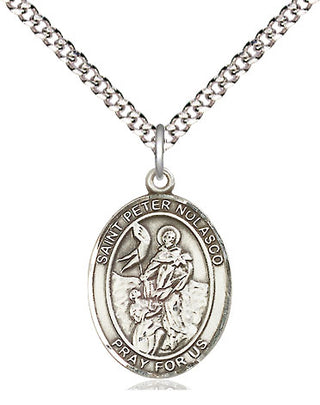 Sterling Silver Saint Peter Nolasco Medal Religious Jewelry Engraved Catholic Saint Jewelry