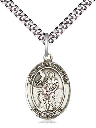 Sterling Silver Saint Peter Nolasco Medal Religious Jewelry Engraved Catholic Saint Jewelry