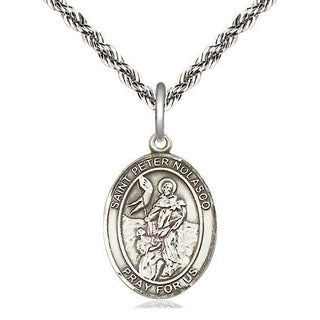 Sterling Silver Saint Peter Nolasco Medal Religious Jewelry Engraved Catholic Saint Jewelry