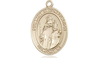 14kt Gold Filled Our Lady of Consolation Medal Engraved Catholic Saint Jewelry