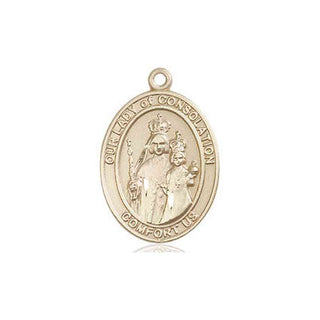 14kt Gold Our Lady of Consolation Medal Engraved Catholic Saint Jewelry