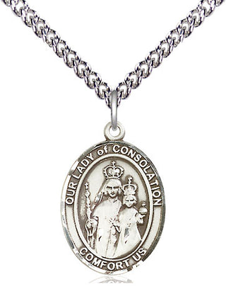Sterling Silver Our Lady of Consolation Medal Religious Jewelry Engraved Catholic Saint Jewelry