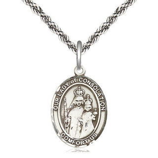 Sterling Silver Our Lady of Consolation Medal Religious Jewelry Engraved Catholic Saint Jewelry