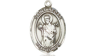 Sterling Silver Saint Aedan of Ferns Medal Religious Jewelry Engraved Catholic Saint Jewelry
