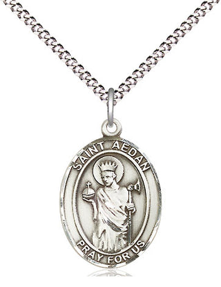 Sterling Silver Saint Aedan of Ferns Medal Religious Jewelry Engraved Catholic Saint Jewelry