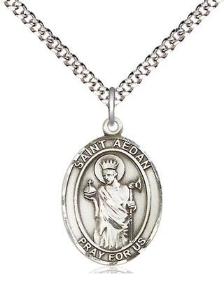 Sterling Silver Saint Aedan of Ferns Medal Religious Jewelry Engraved Catholic Saint Jewelry