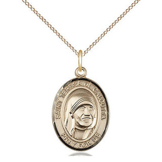 14kt Gold Filled Saint Teresa of Calcutta Medal Religious Jewelry Engraved Catholic Saint Jewelry