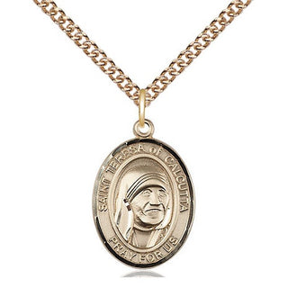 14kt Gold Filled Saint Teresa of Calcutta Medal Religious Jewelry Engraved Catholic Saint Jewelry