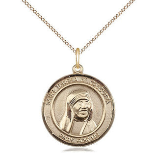 14kt Gold Filled Saint Teresa of Calcutta Medal Religious Jewelry Engraved Catholic Saint Jewelry