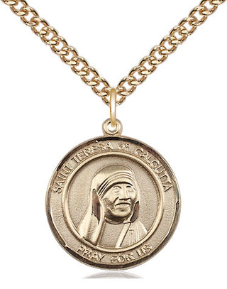 14kt Gold Filled Saint Teresa of Calcutta Medal Religious Jewelry Engraved Catholic Saint Jewelry
