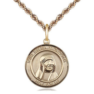 14kt Gold Filled Saint Teresa of Calcutta Medal Religious Jewelry Engraved Catholic Saint Jewelry