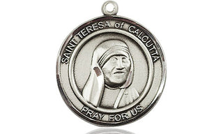 Sterling Silver Saint Teresa of Calcutta Medal Religious Jewelry Engraved Catholic Saint Jewelry