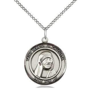Sterling Silver Saint Teresa of Calcutta Medal Religious Jewelry Engraved Catholic Saint Jewelry