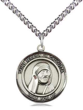 Sterling Silver Saint Teresa of Calcutta Medal Religious Jewelry Engraved Catholic Saint Jewelry