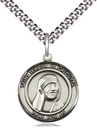 Sterling Silver Saint Teresa of Calcutta Medal Religious Jewelry Engraved Catholic Saint Jewelry
