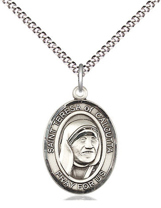 Sterling Silver Saint Teresa of Calcutta Medal Religious Jewelry Engraved Catholic Saint Jewelry
