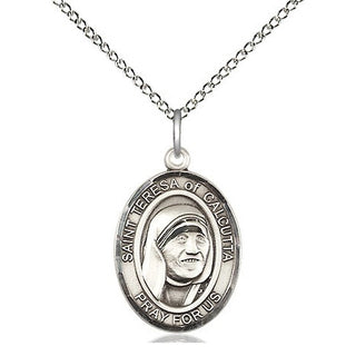 Sterling Silver Saint Teresa of Calcutta Medal Religious Jewelry Engraved Catholic Saint Jewelry