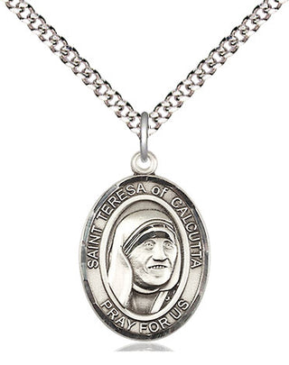 Sterling Silver Saint Teresa of Calcutta Medal Religious Jewelry Engraved Catholic Saint Jewelry