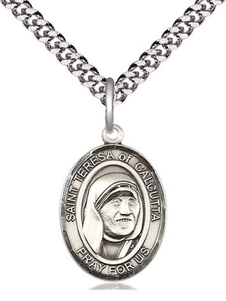 Sterling Silver Saint Teresa of Calcutta Medal Religious Jewelry Engraved Catholic Saint Jewelry