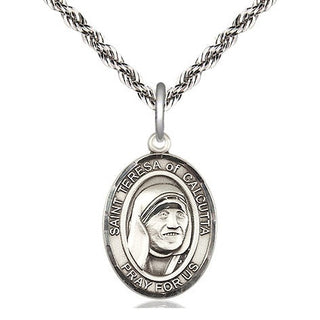 Sterling Silver Saint Teresa of Calcutta Medal Religious Jewelry Engraved Catholic Saint Jewelry